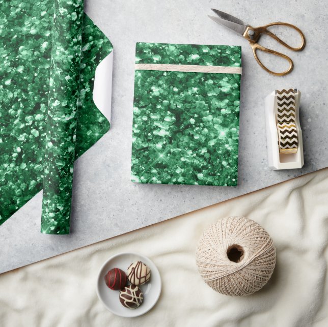 Gnistrande grön julglitter presentpapper (Hantverk)