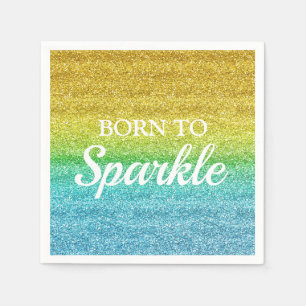 Gnistrande gul och blå glitter Born to Sparkle Pappersservett