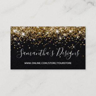 Gnistrande Guld Glitter Onlinebutik Premium Svart Visitkort