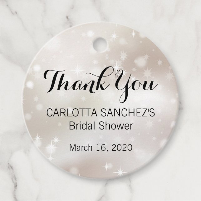 Gnistrande guld himmelska stjärnor bröllopsfest gåvor etiketter (Framsida)