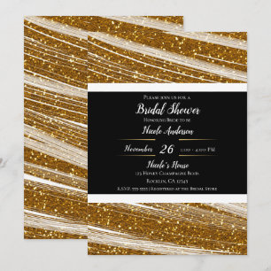 Gnistrande Guldglitter & Vit Glans Modern Glamour Inbjudningar