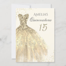 Gnistrande guldkjol 15-års Quinceanera