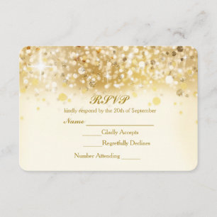 Gnistrande gyllene ljus Elegant RSVP-inbjudningsko OSA Kort