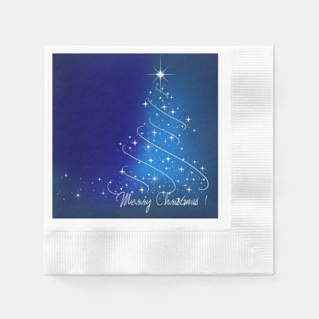 Gnistrande julgran, blå, fest pappersservett (Framsidan)