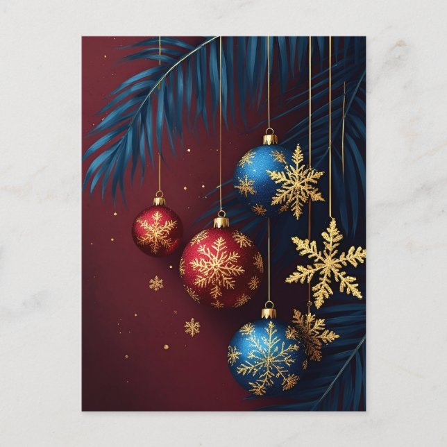 ❄️ Gnistrande julgransprydnad skönhet 🎄 Festiv Vykort (Framsida)