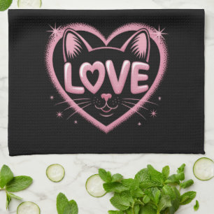 Gnistrande kattkärlek kökshandduk