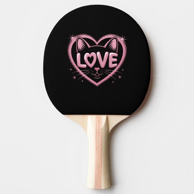 Gnistrande kattkärlek pingisracket (Framsidan)