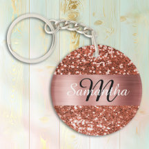 Gnistrande kopparglitter Rosen guld folie monogram