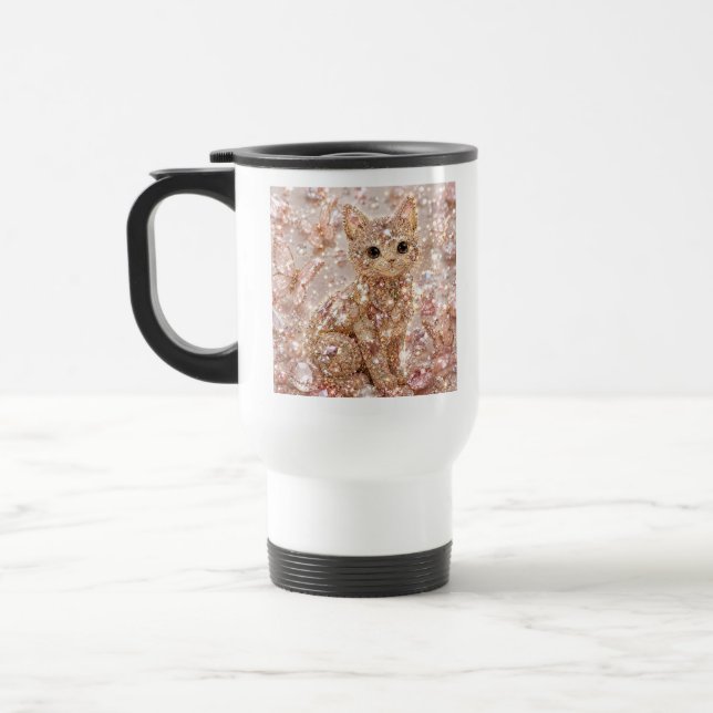 Gnistrande kristall Söt katt Estetisk kaffemugg (Vänster)