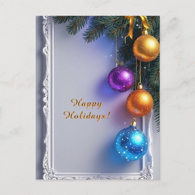 🎄 Gnistrande kulor Vinterglans ❄️ Festiv tall Vykort (Framsida)