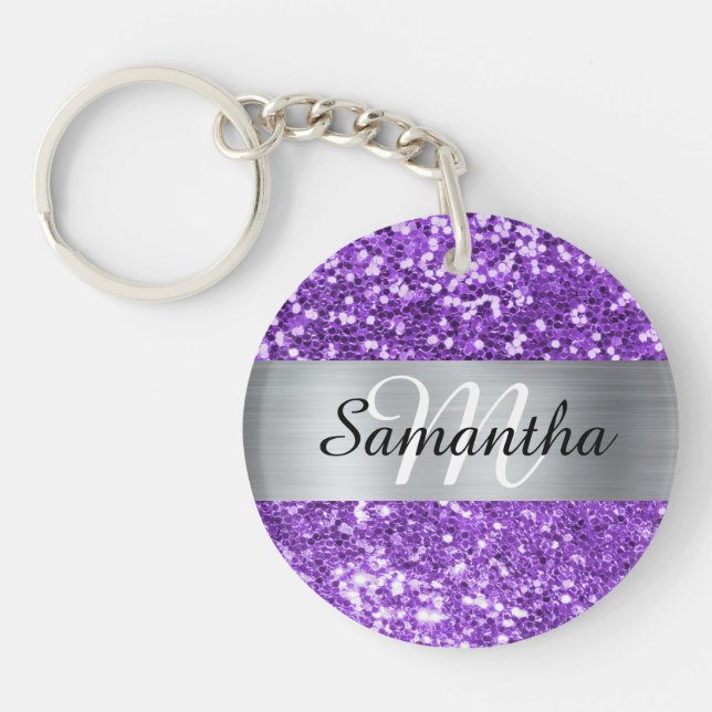 Gnistrande lila glitter silverfolie-monogram (Framsidan)