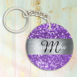 Gnistrande lila glitter silverfolie-monogram