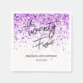 Gnistrande lila glitter vit födelsedag för alla ål pappersservett