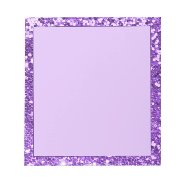Gnistrande lila glitterkant lavendel anteckningsblock (Framsida)