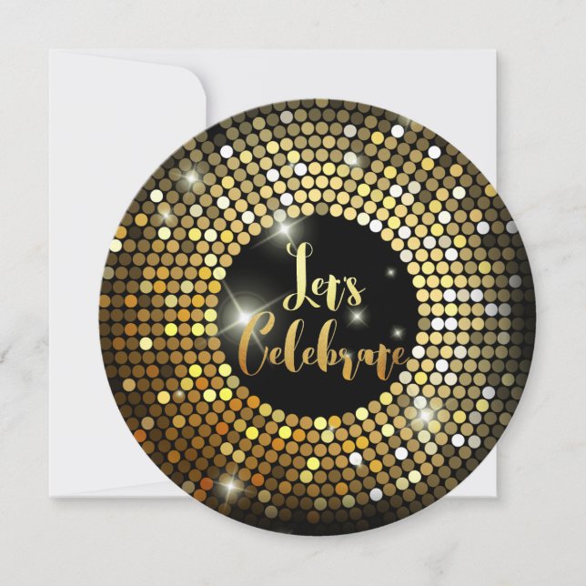 Gnistrande ljus Guld Glitter Nattfest Inbjudningar (Framsida)