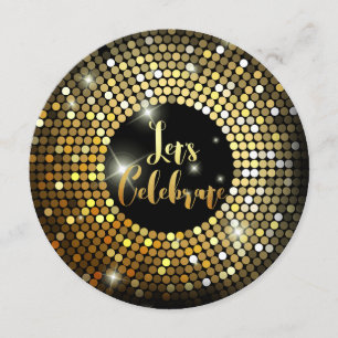 Gnistrande ljus Guld Glitter Nattfest Inbjudningar