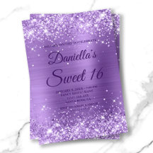 Gnistrande ljust lila glitter och folie Sweet 16