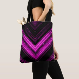 Gnistrande metallisk varmröd magenta svart chevron tygkasse
