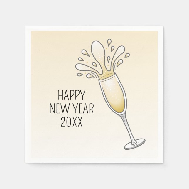 Gnistrande nyårs champagneglas pappersservett (Framsidan)