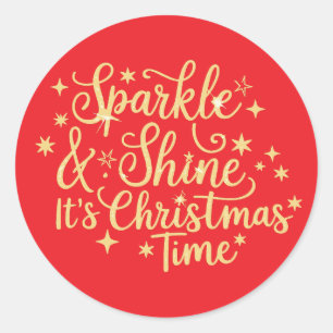 Gnistrande och skinande är det jul tid glitter jul runt klistermärke