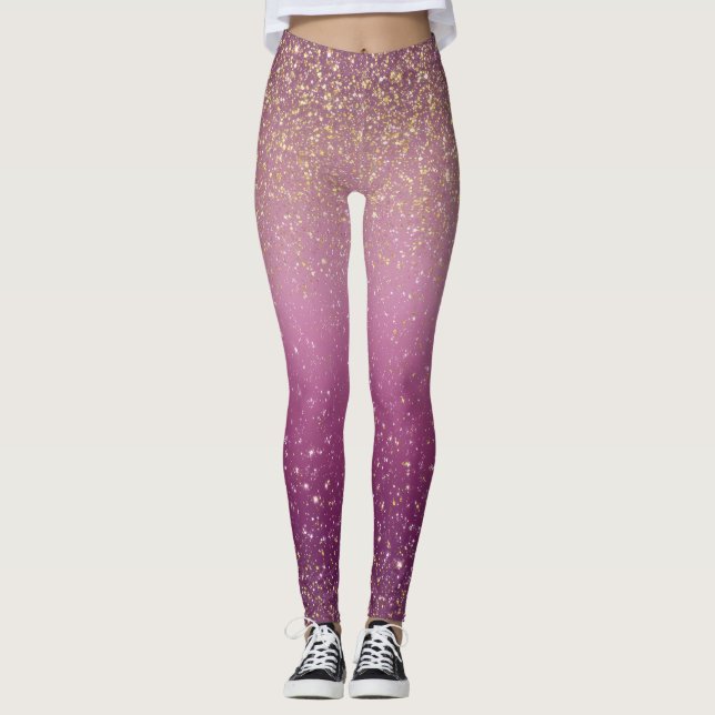 Gnistrande Ombre Rosa Mönster  Leggings (Framsida)