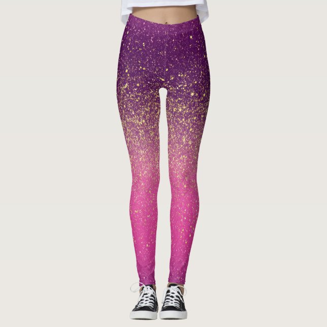Gnistrande Ombre Rosa Mönster  Leggings (Framsida)