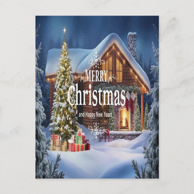 Gnistrande önskningar för en glad jul vykort (Framsida)