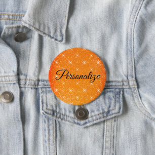 Gnistrande orange glitter med stjärnglimmer anpass knapp