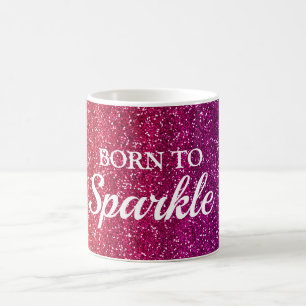 Gnistrande orange och lila glitter Born to Sparkle Kaffemugg