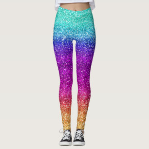 Gnistrande regnbågsfärgad glittergradient leggings
