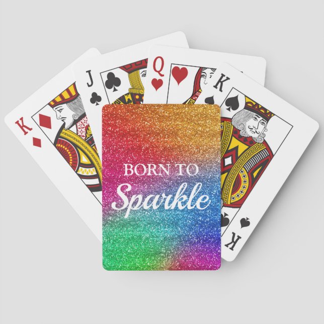 Gnistrande regnbågsgradient glitter Född att gläns Casinokort (Baksidan)