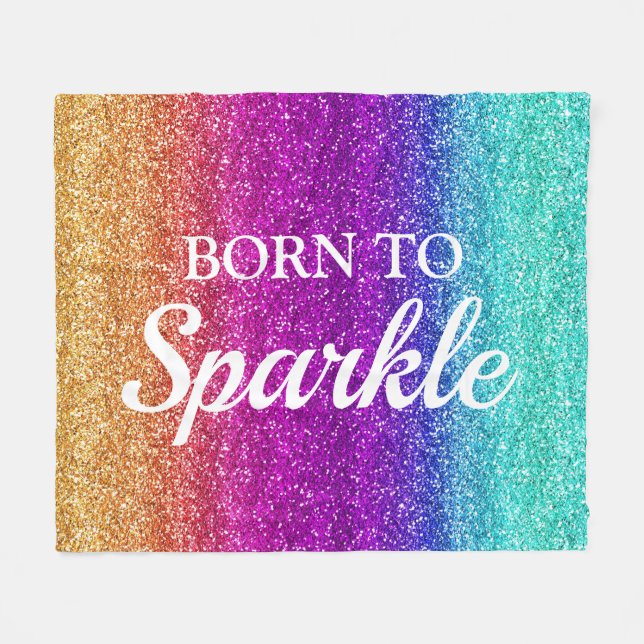 Gnistrande regnbågsgradient glitter Född att gläns Fleecefilt (Framsidan (Horisontell))