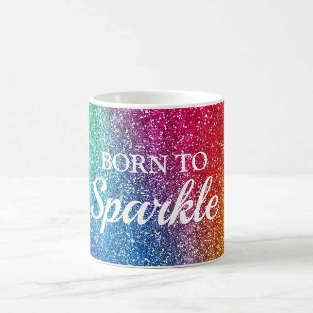 Gnistrande regnbågsgradient glitter Född att gläns Kaffemugg (Center)