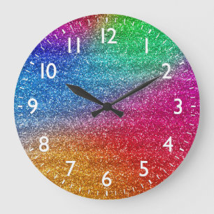 Gnistrande regnbågsgradient glitter stor klocka
