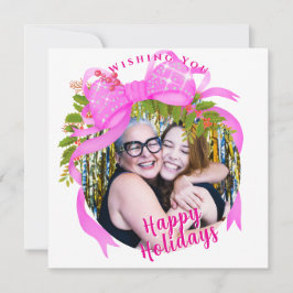 Gnistrande Rosa Band Jul Platt Julkort