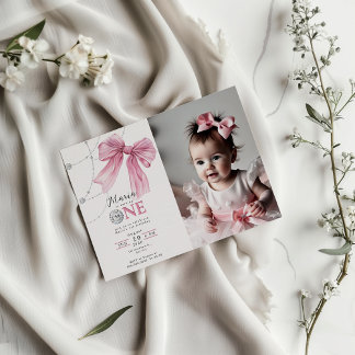 Gnistrande Rosa Coquette Båge 1:a Inbjudningar