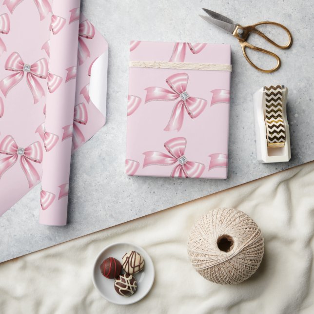 Gnistrande Rosa Coquette-slöja 1:a Presentpapper (Hantverk)