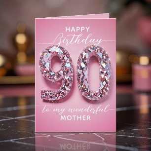Gnistrande rosa diamant 90-årsdag för mor kort