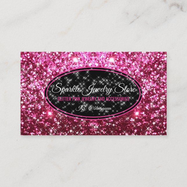 Gnistrande Rosa Glitter Glam Starlust Smycken Visitkort (Framsida)