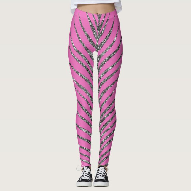 Gnistrande rosa glitter  leggings (Framsida)