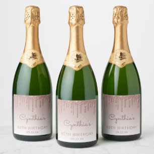 Gnistrande Rosa Guld Glitter Dropp 60-årsfirande