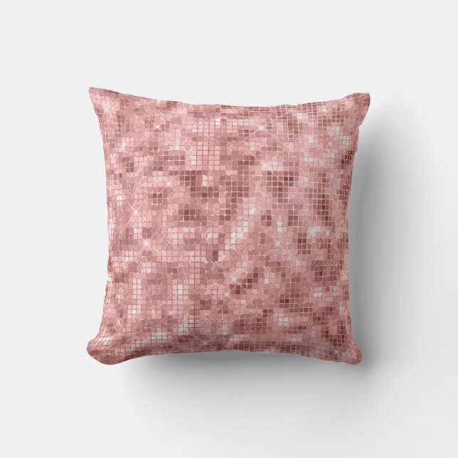 Gnistrande rosa guld lyxig glans flickaktig kudde (Framsida)