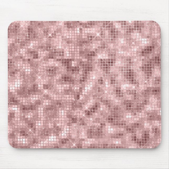 Gnistrande Rosa Guld Rosa Lyx Glitter Girlig Musmatta (Framsidan)