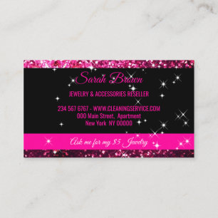 Gnistrande rosa svart Glans Glamour Starlust ljus Visitkort