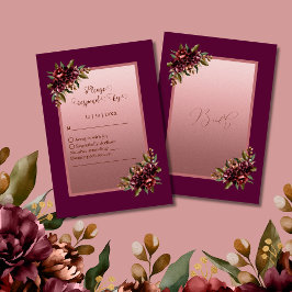gnistrande Rose Gold Script - Burgunderröd blombrö OSA Kort