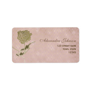 Gnistrande Roséguld Blomma Returadress Adressetikett