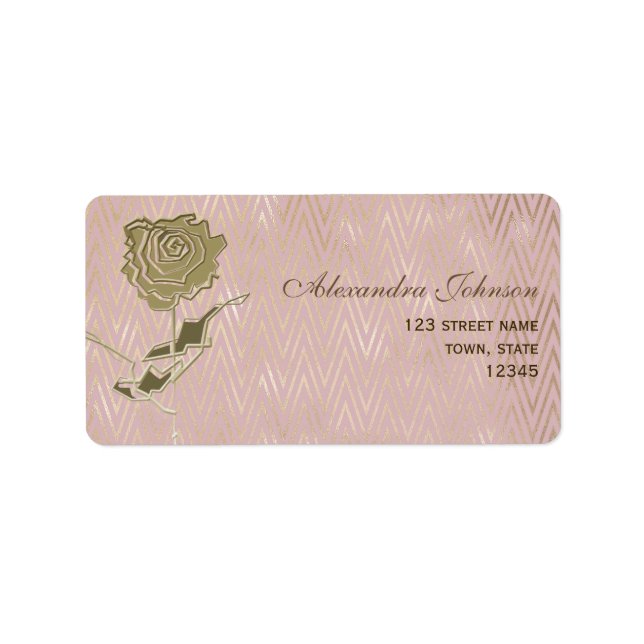 Gnistrande Roséguld Blomma Returadress Adressetikett (Framsidan)