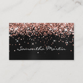 Gnistrande roséguld glitter svart folie visitkort