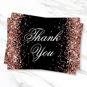Gnistrande Roséguld Glitter Svart Tack Kort