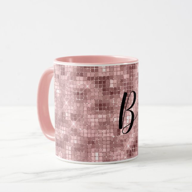 Gnistrande Roséguld Rosa Lyx Gnista Mugg (Framsida vänster)